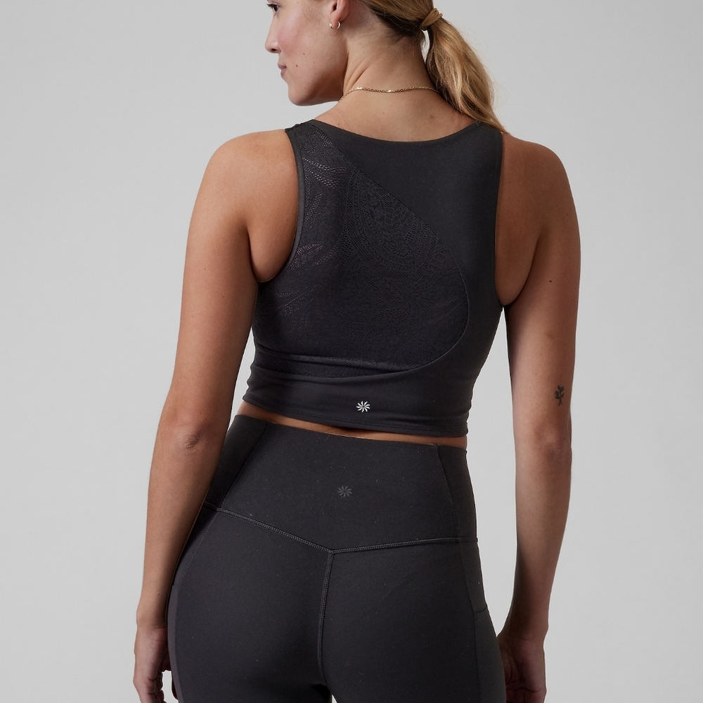 Athleta Black Conscious Lace Crop D -DD+